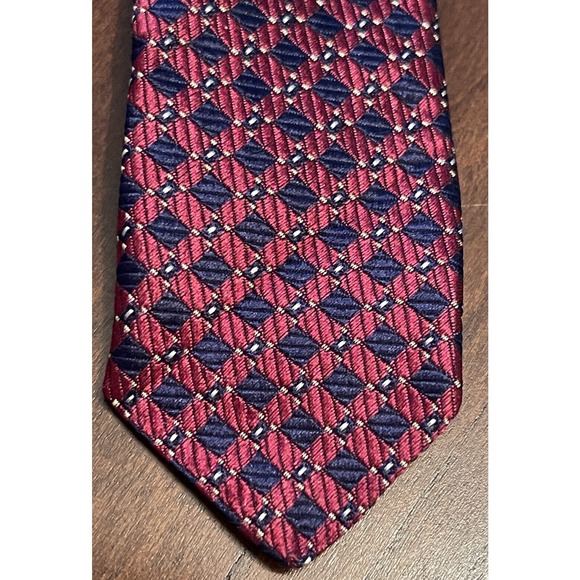 Equestrian Firemne Red Blue 100% Silk Men’s Neck Tie Made In Italy - Picture 6 of 9